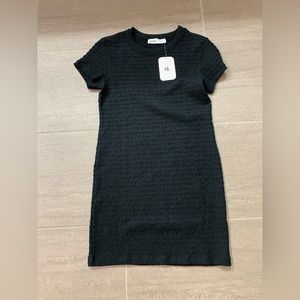 Elodie Textured Black Short Sleeve Dress